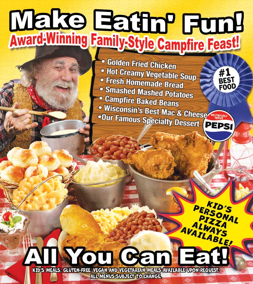 Sneaky Pete's Wild West Dinner Adventure Menu